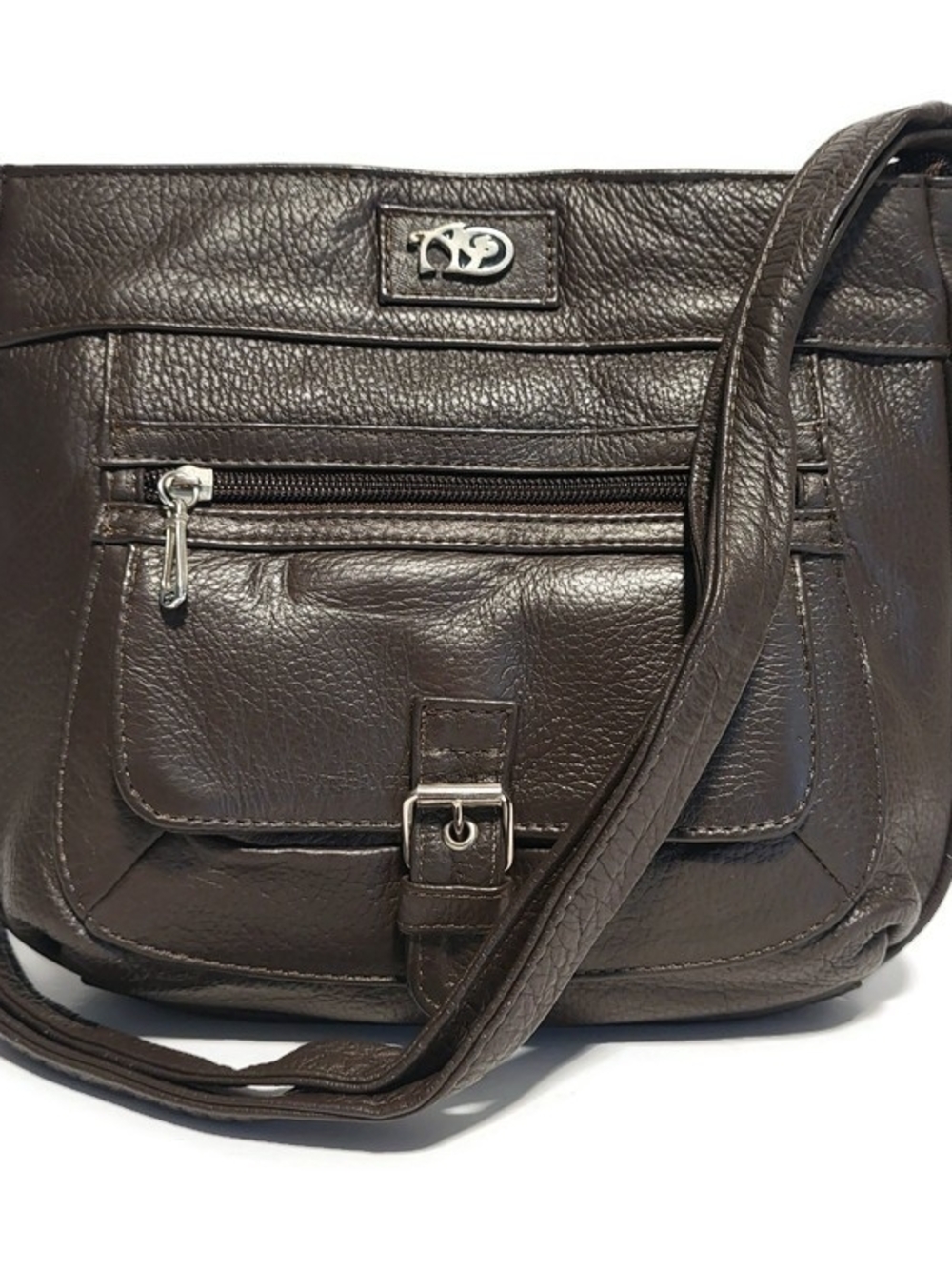 Dark Brown  Leather Crossbody   Bag For Women , Casual